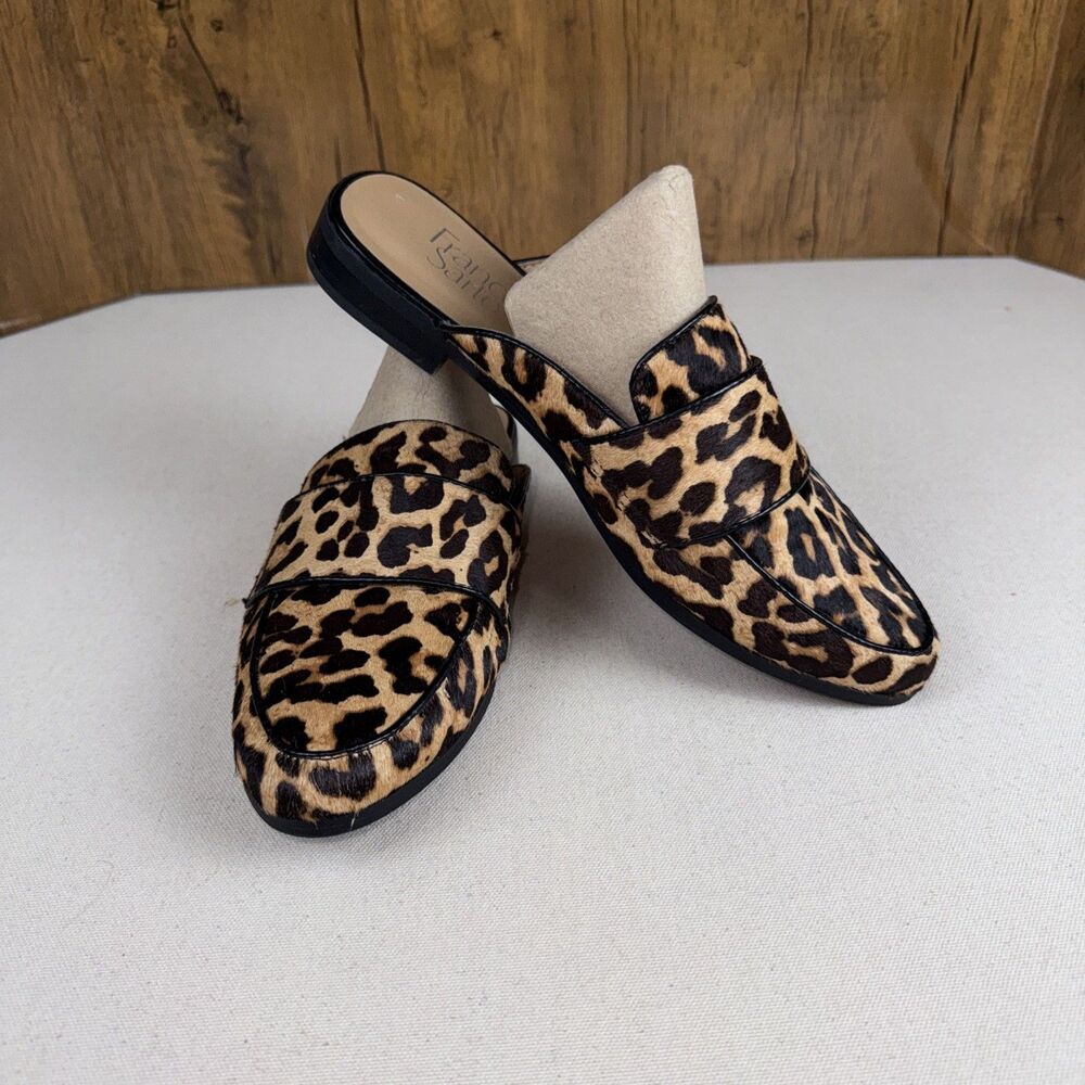 Franco Sarto Malesa 2 Leopard Calf Hair Mule Loafers Slip On Flats Women’s 8.5